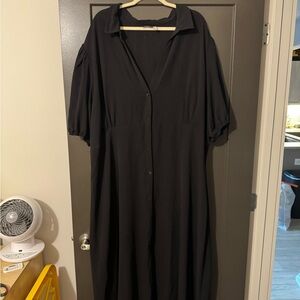 ASOS Curve Black Notched Collar Dolman Sleeve Dress